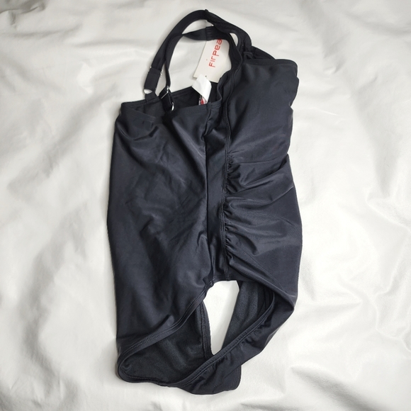 Firpearl Swimsuit Ruched One Piece Black Adjustable Straps Women's Size 8 NWT - Picture 2 of 9